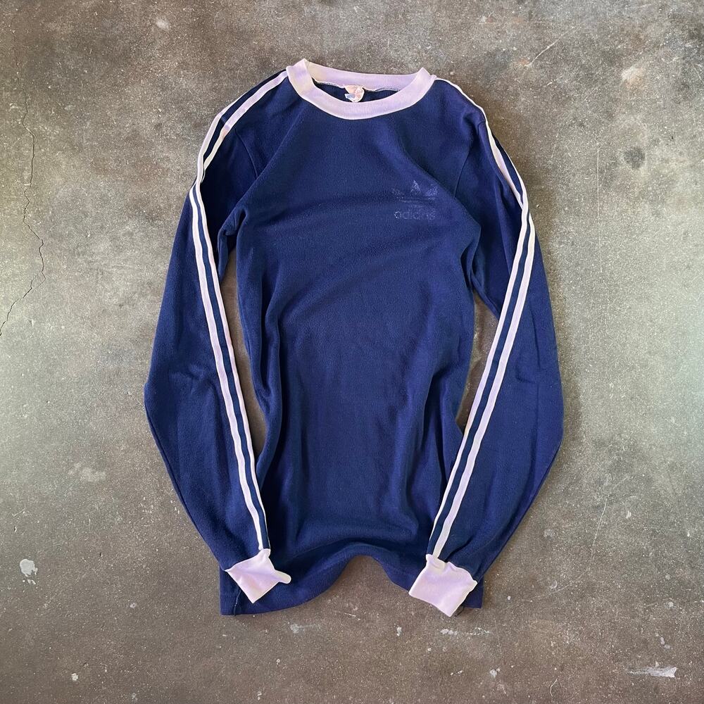 True vintage 80s thin cotton striped adidas longsleeve long shirt girls small